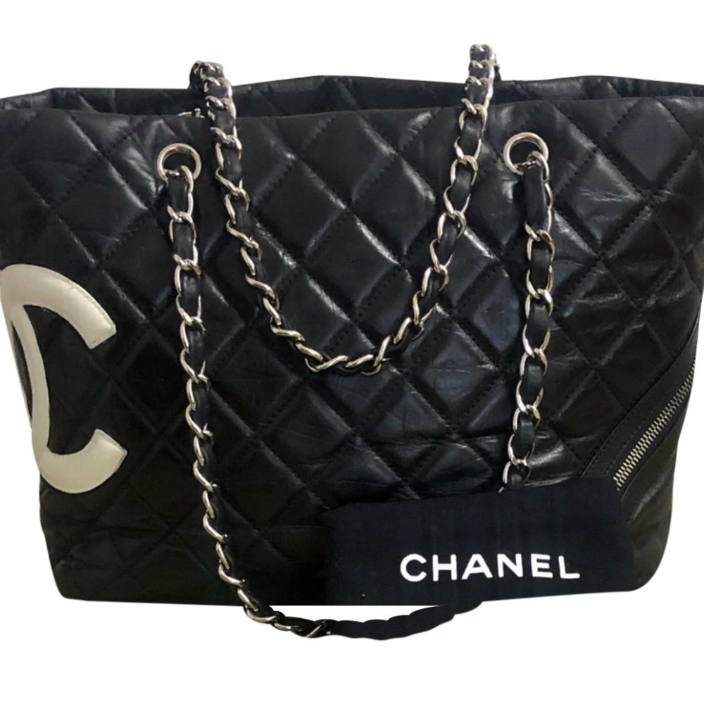 Authentic Chanel Cambon Line Large Leather Tote Bag